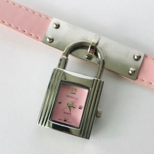 GENEVA PINK LOCK LOCKET DESIGNER KELLY WATCH LOVE